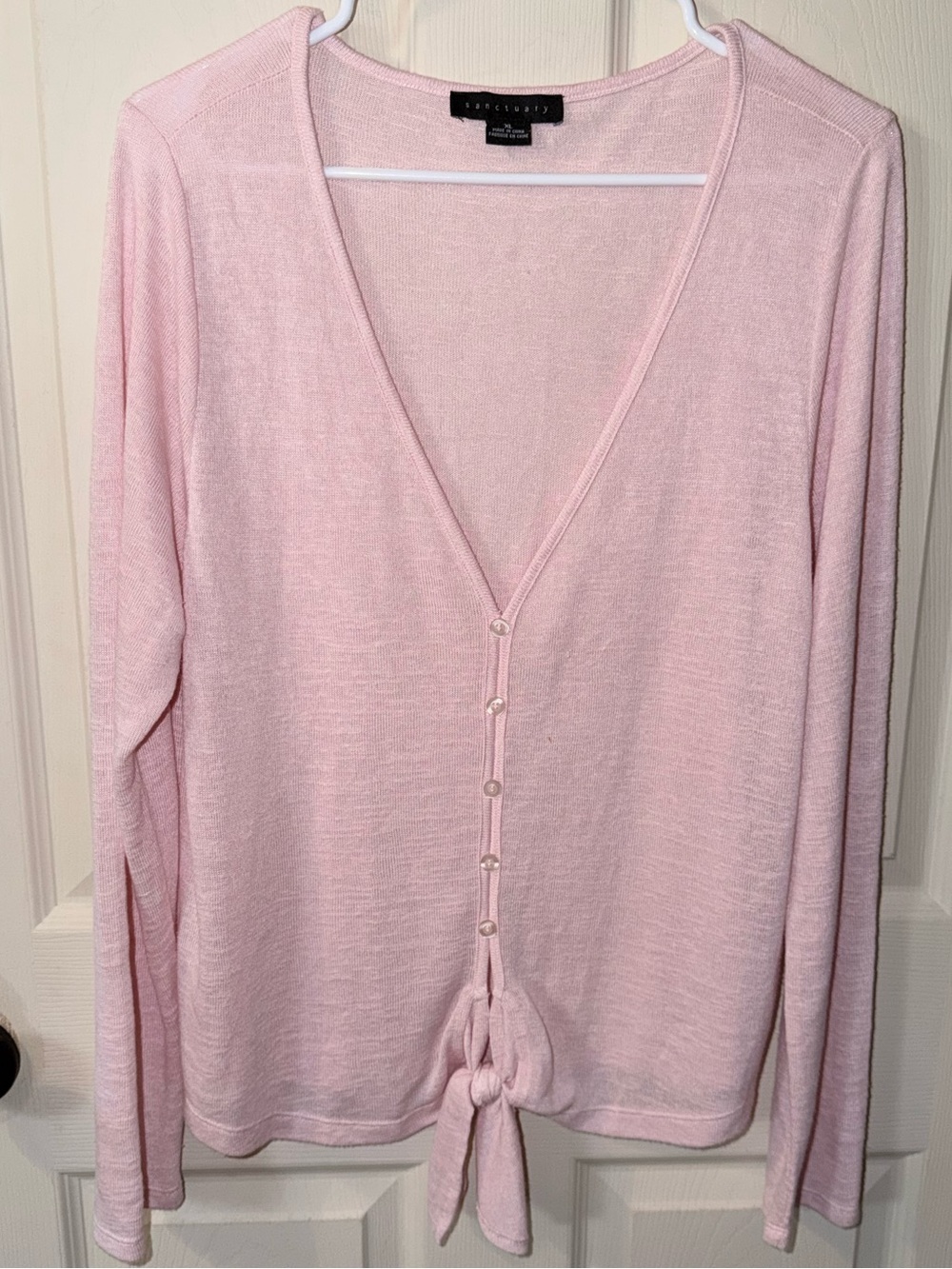 Sanctuary Light Pink Tie-Front Button Cardigan